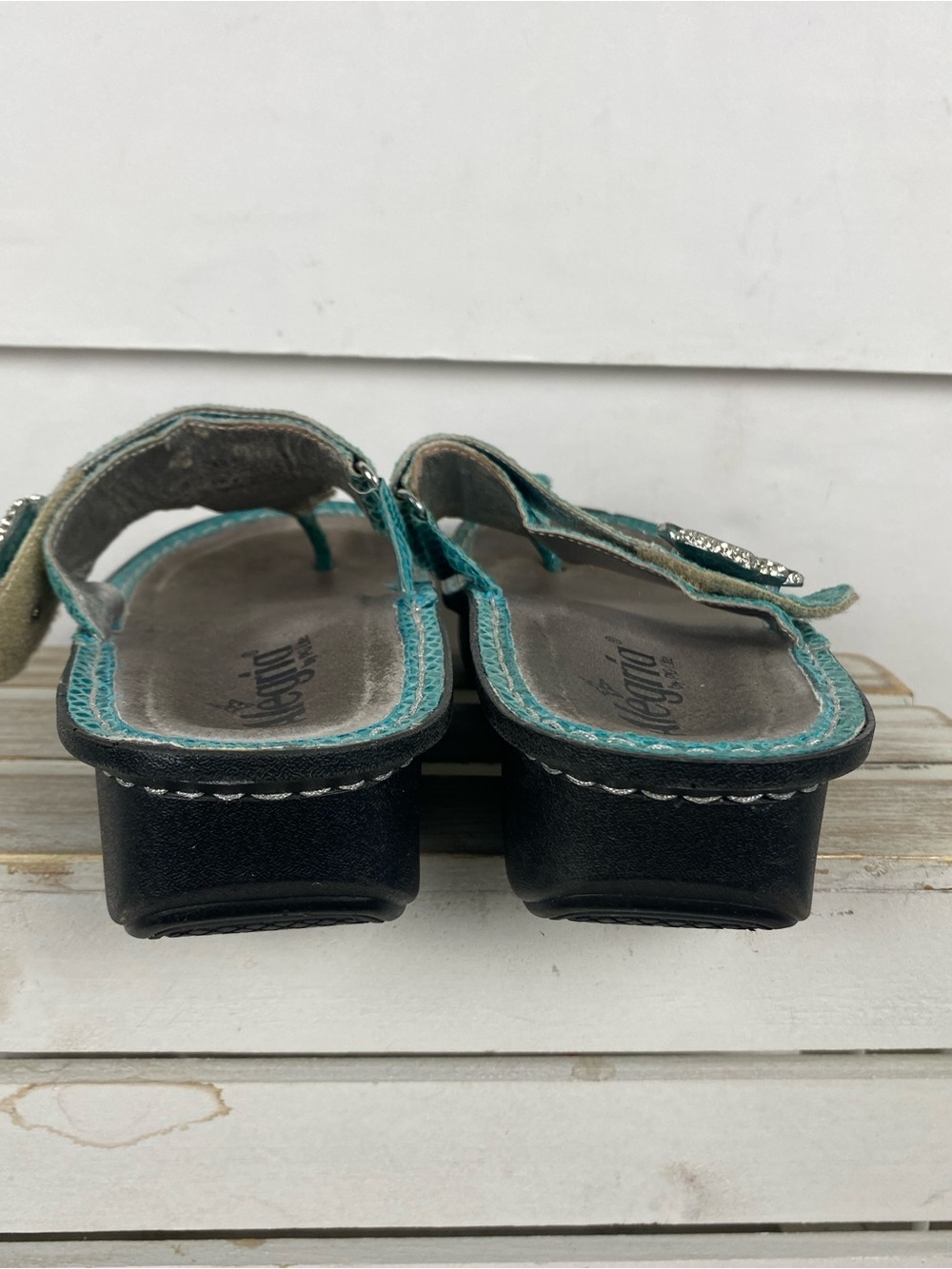 Alegria Carina sandals in a turquoise snakeskin-print leather 38 (8-8.5) - Picture 6 of 11